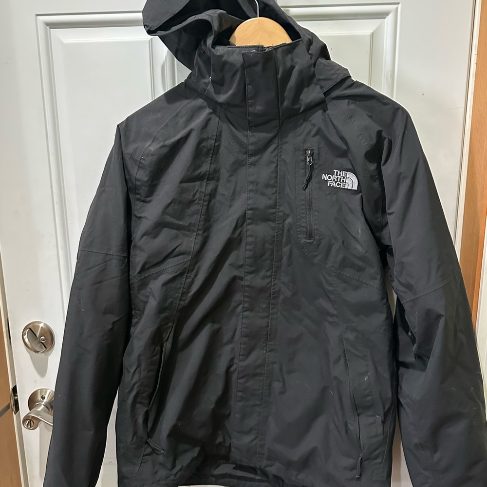 The North Face Black Raincoat with Adjustable Hood